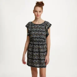 Robe Courte Manches Volantées Imprimé Floral Dos Nu Femme See U Soon - Bleu | 3 SUISSES