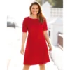 Robe Unie Cintrée évasée Manches Aux Coudes Femme - Rouge | 3 SUISSES 2 Robe Unie Cintrée évasée Manches Aux Coudes Femme - Rouge | 3 SUISSES -Promos Robe Mirage Magasin 265305581 zoom prd 3s 1140x1140