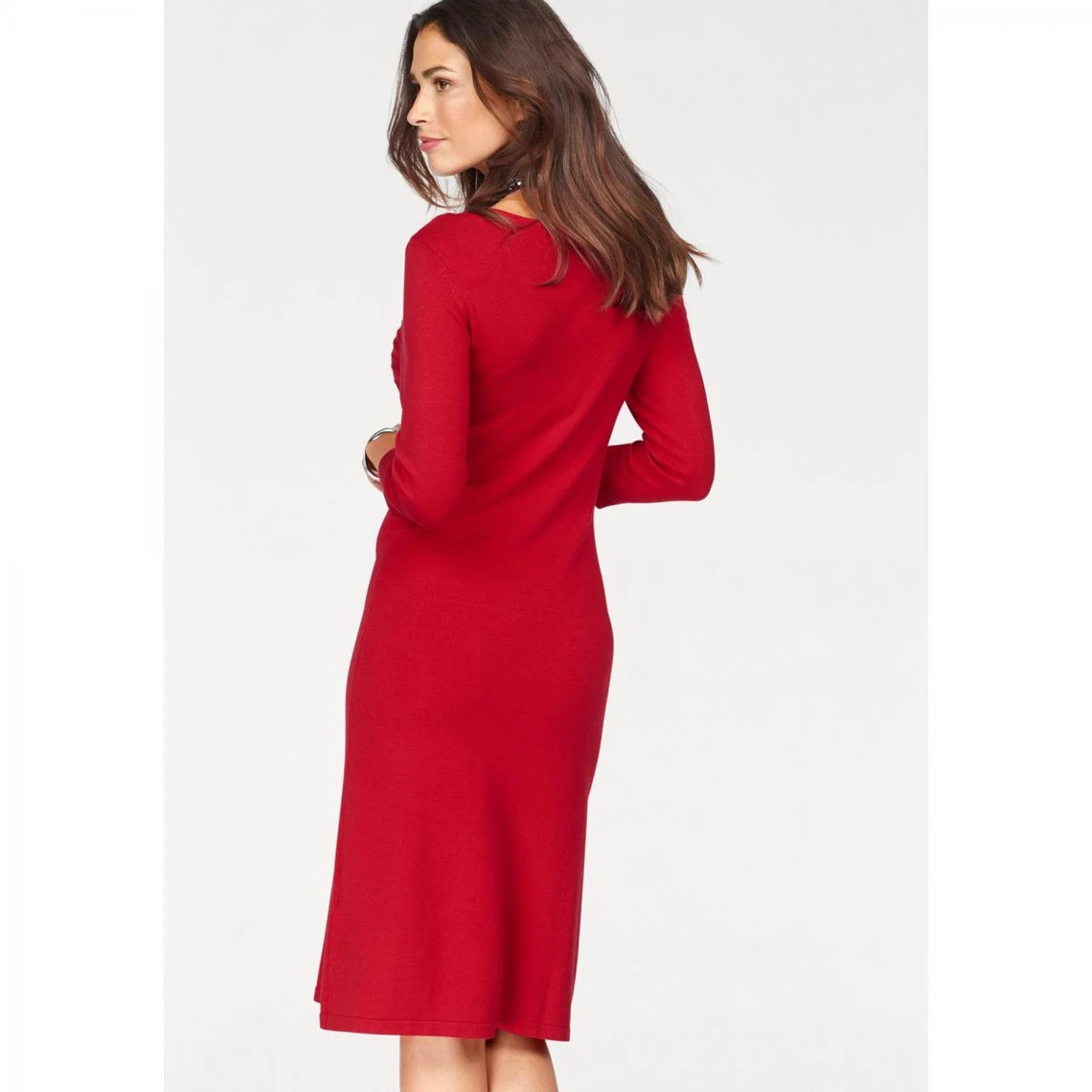 Robe Maille Jersey Décolleté Rayures Relief Laura Scott - Rouge | 3 SUISSES 4 Robe Maille Jersey Décolleté Rayures Relief Laura Scott - Rouge | 3 SUISSES – Image 2