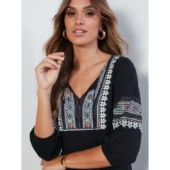 Robe à Encolure Caftan Avec Imprimé Positionnel | 3 SUISSES -Promos Robe Mirage Magasin 3494046 6910034 34 1140x1140