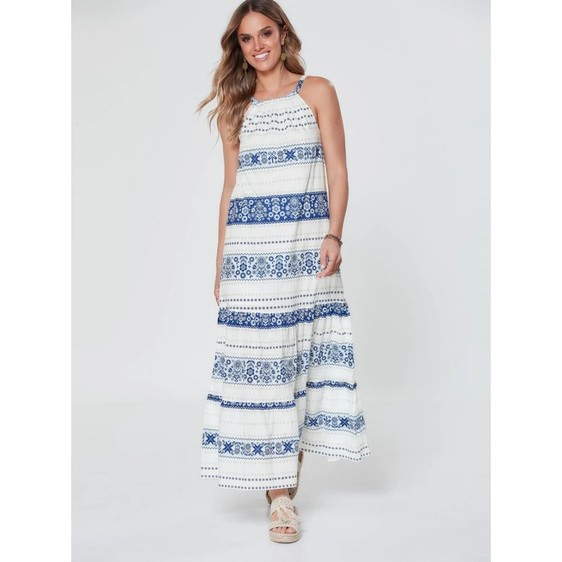 Robe à Décolleté Halter Avec Imprimé à Frises | 3 SUISSES 3 Robe à Décolleté Halter Avec Imprimé à Frises | 3 SUISSES