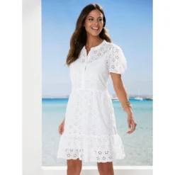 Robe à Manches Courtes Brodée Suisse Avec Doublure | 3 SUISSES -Promos Robe Mirage Magasin robe a manches courtes brodee suisse avec doublure 3515034 7008114 14 1140x1140