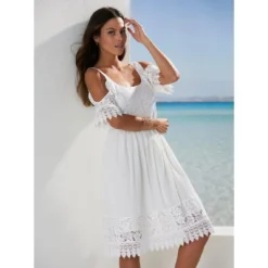 Robe à Manches Courtes En Dentelle Et Guipure | 3 SUISSES -Promos Robe Mirage Magasin robe a manches courtes en dentelle et guipure 3515044 7008156 56 1140x1140