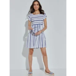 Robe à Rayures Avec Boutons Au Dos | 3 SUISSES -Promos Robe Mirage Magasin robe a rayures avec boutons au dos 3411640 6496316 16 1140x1140