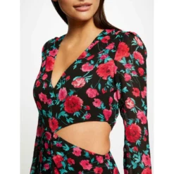 MORGAN Robe Ajustée à Ouverture Imprimé Floral MULTICO | 3 SUISSES -Promos Robe Mirage Magasin robe ajustee a ouverture imprime floral multico 3437410 6674454 54 1140x1140
