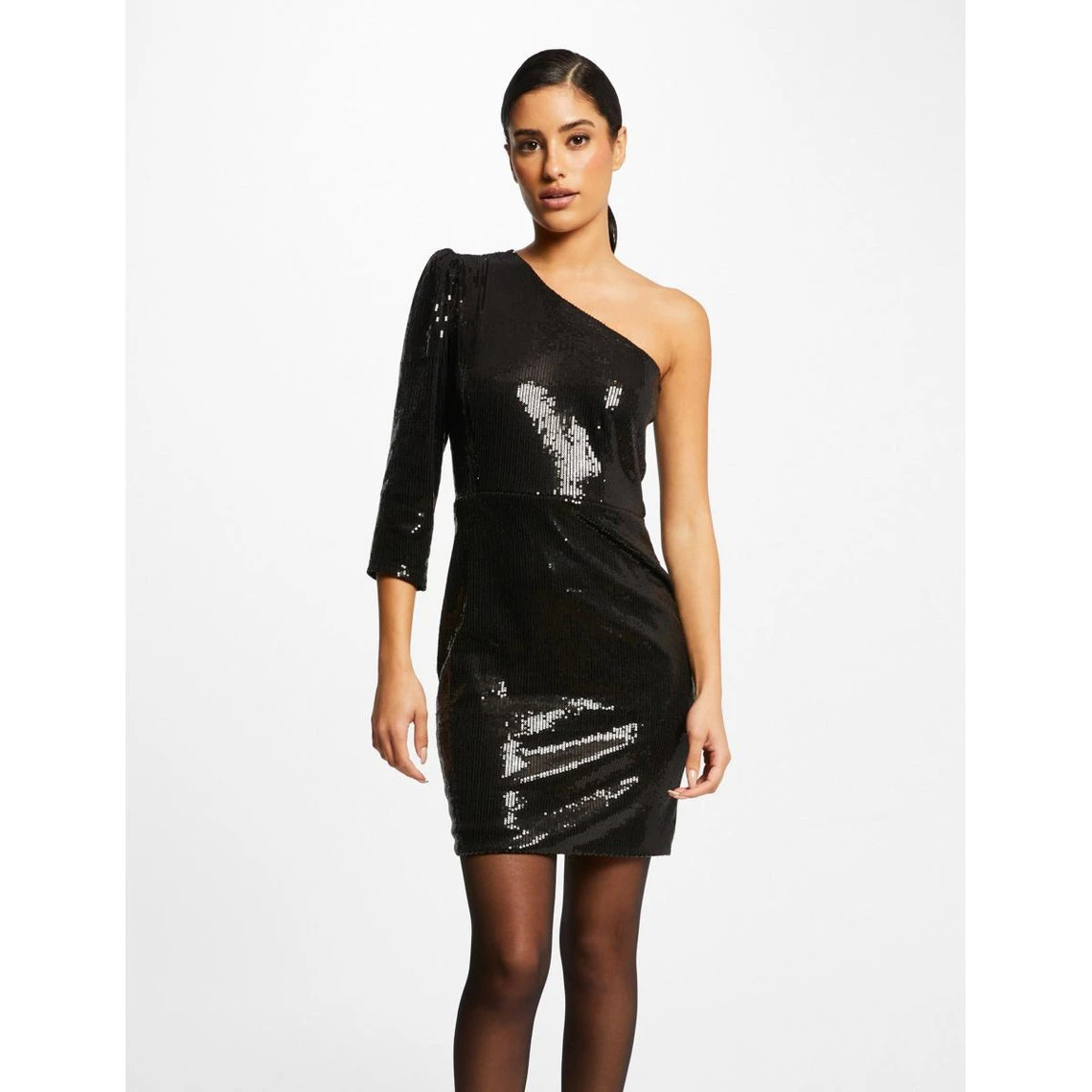 MORGAN Robe Ajustée Asymétrique à Sequins NOIR | 3 SUISSES 3 MORGAN Robe Ajustée Asymétrique à Sequins NOIR | 3 SUISSES