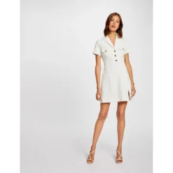 MORGAN Robe Ajustée Avec Manches Courtes | 3 SUISSES -Promos Robe Mirage Magasin robe ajustee avec manches courtes ecru 3506720 6978136 36 1140x1140