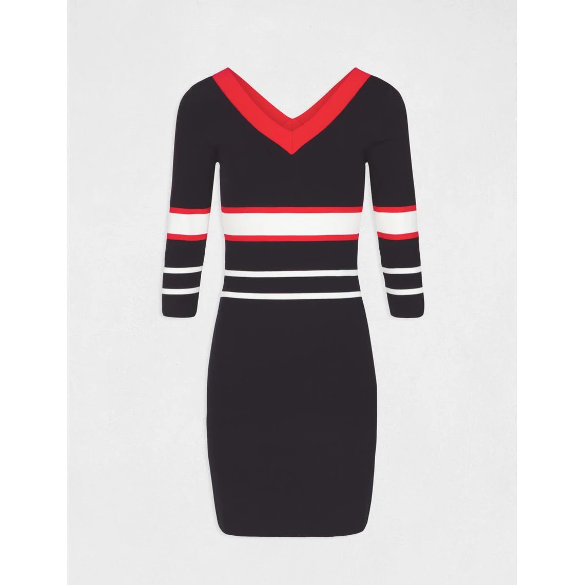 MORGAN Robe Ajustée Bandes Contrastantes Col V | Robe Courte 3 SUISSES 4 MORGAN Robe Ajustée Bandes Contrastantes Col V | Robe Courte 3 SUISSES – Image 2