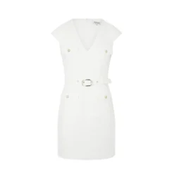 MORGAN Robe Ajustée Ceinturée Avec Col En V | 3 SUISSES -Promos Robe Mirage Magasin robe ajustee ceinturee avec col en v ecru 3507676 6982440 40 1140x1140
