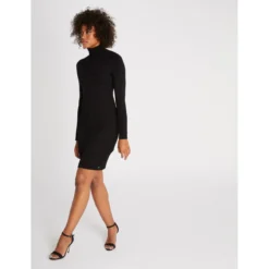 MORGAN Robe Ajustée Col Roulé Maille Fine | Robe Longue 3 SUISSES -Promos Robe Mirage Magasin robe ajustee col roule maille fine 3207876 4 1200x1200
