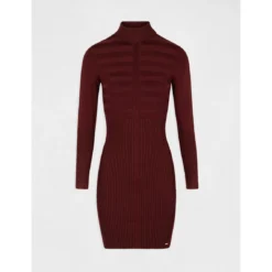 MORGAN Robe Ajustée Col Roulé Maille Fine | 3 SUISSES -Promos Robe Mirage Magasin robe ajustee col roule maille fine violet fonce 3245415 5 1140x1140