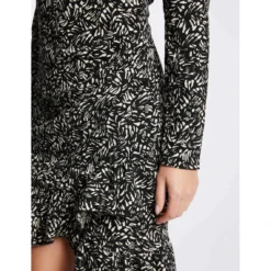 MORGAN Robe Ajustée Drapée Imprimé Abstrait NOIR | 3 SUISSES -Promos Robe Mirage Magasin robe ajustee drapee imprime abstrait noir 3433582 6615828 28 1140x1140