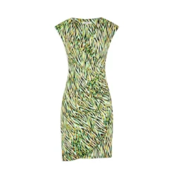 MORGAN Robe Ajustée Drapée Imprimé Abstrait | 3 SUISSES -Promos Robe Mirage Magasin robe ajustee drapee imprime abstrait vert 3516890 7019284 84 1140x1140