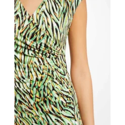 MORGAN Robe Ajustée Drapée Imprimé Abstrait | 3 SUISSES -Promos Robe Mirage Magasin robe ajustee drapee imprime abstrait vert 3516890 7019288 88 1140x1140