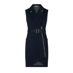 MORGAN Robe Ajustée Drapée Sans Manches En Jean | 3 SUISSES -Promos Robe Mirage Magasin robe ajustee drapee sans manches en jean jean brut 3508556 6986274 74 1140x1140