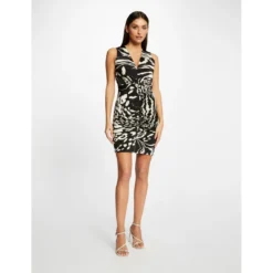 MORGAN Robe Ajustée Froncée Imprimé Abstrait | 3 SUISSES 8 MORGAN Robe Ajustée Froncée Imprimé Abstrait | 3 SUISSES -Promos Robe Mirage Magasin robe ajustee froncee imprime abstrait noir 3507678 6982448 48 1140x1140