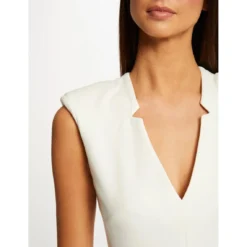 MORGAN Robe Ajustée Sans Manches Col En V | 3 SUISSES -Promos Robe Mirage Magasin robe ajustee sans manches col en v ecru 3507800 6983062 62 1140x1140