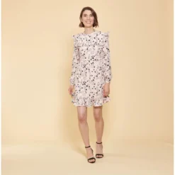 Robe Avec Volants Imprimée Manches Longues Femme - Rose | 3 SUISSES -Promos Robe Mirage Magasin robe avec volants imprimee manches longues femme gris clair 877949 1140x1140