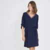 Robe Ceinturée Col V Rayé June | Robe Courte 3 SUISSES -Promos Robe Mirage Magasin robe ceinturee col v raye june 1187713 1140x1140