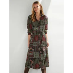 Robe Chemise Avec Ceinture à Imprimé Multicolore | 3 SUISSES -Promos Robe Mirage Magasin robe chemise avec ceinture a imprime multicolore 3411382 6495380 80 1140x1140