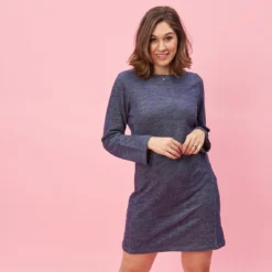 Robe Courte Cintrée Manches Longues Femme - Bleu | 3 SUISSES -Promos Robe Mirage Magasin robe courte cintree manches longues femme bleu878121 11140x1140 878121 3 1140x1140