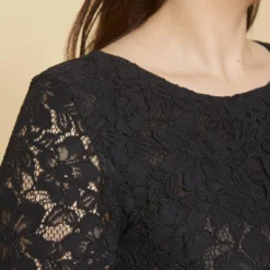 Robe Courte Effet 2 En 1 Manches 3/4 En Dentelle Femme - Noir | 3 SUISSES -Promos Robe Mirage Magasin robe courte effet 2 en 1 manches 34 en dentelle femme noir 1051777 3 1140x1140