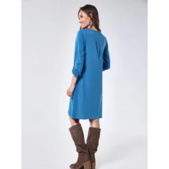 Robe Courte Fendue Manches Longues Col V Femme | Robe Courte 3 SUISSES -Promos Robe Mirage Magasin robe courte fendue manches longues col v femme 3199824 3 1200x1200