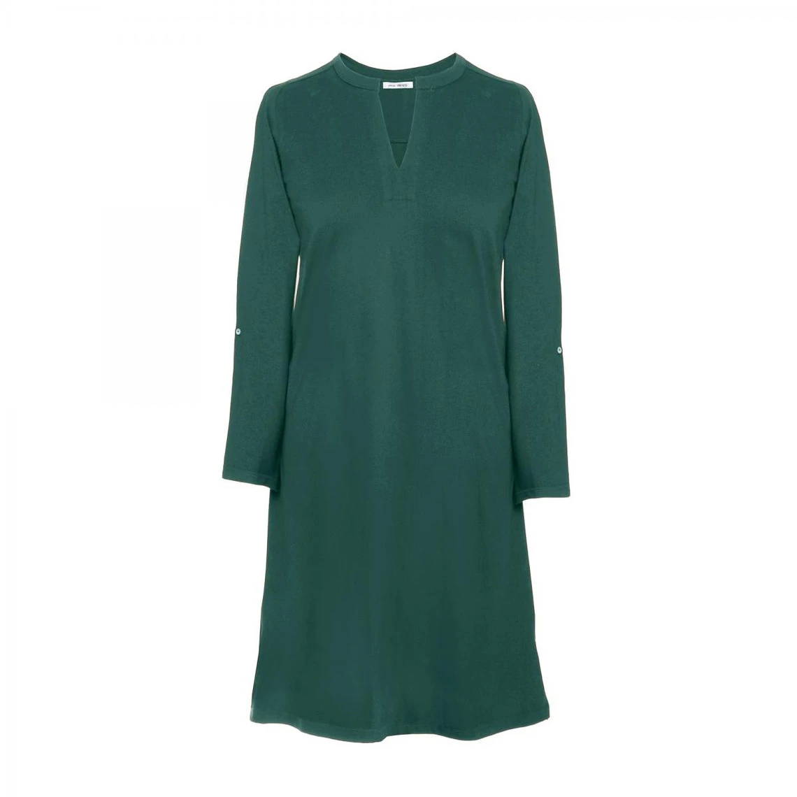 Robe Courte Fendue Manches Longues Col V Femme - Vert | 3 SUISSES 4 Robe Courte Fendue Manches Longues Col V Femme - Vert | 3 SUISSES – Image 2