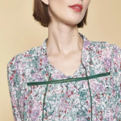 Robe Courte Froncée Manches Longues Femme - Imprimé Vert Mousse | 3 SUISSES -Promos Robe Mirage Magasin robe courte froncee manches longues femme imprime vert mousse 877219 2 1140x1140