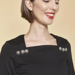 Robe Courte Manches 3/4 Boutons Fantaisie Femme - Noir | 3 SUISSES 7 Robe Courte Manches 3/4 Boutons Fantaisie Femme - Noir | 3 SUISSES -Promos Robe Mirage Magasin robe courte manches 34 boutons fantaisie femme noir 875723 2 1140x1140
