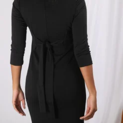 Robe Courte Manches 3/4 Et Ceinture à Nouer Femme - Noir | 3 SUISSES -Promos Robe Mirage Magasin robe courte manches 34 et ceinture a nouer femme noir 1051701 3 1140x1140