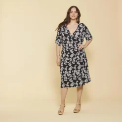 Robe Croisée Imprimée Manches Aux Coudes Femme - Imprimé Écru | 3 SUISSES