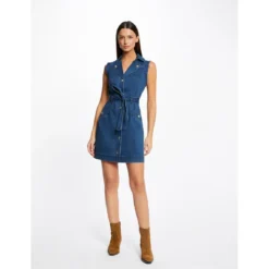 MORGAN Robe Droite Boutonnée Ceinturée En Jean | 3 SUISSES -Promos Robe Mirage Magasin robe droite boutonnee ceinturee en jean jean stone 3507680 6982458 58 1140x1140