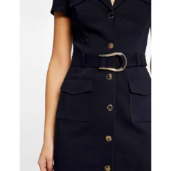 MORGAN Robe Droite Boutonnée Ceinturée | 3 SUISSES -Promos Robe Mirage Magasin robe droite boutonnee ceinturee marine 3516954 7019608 8 1140x1140