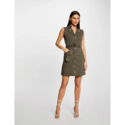 MORGAN Robe Droite Boutonnée Ceinturée | 3 SUISSES -Promos Robe Mirage Magasin robe droite boutonnee ceinturee vert kaki 3507662 7024156 56 1140x1140