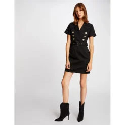 MORGAN Robe Droite Ceinturée Avec Boutons | 3 SUISSES -Promos Robe Mirage Magasin robe droite ceinturee avec boutons noir 3274072 5865868 68 1140x1140