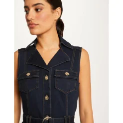 MORGAN Robe Droite Ceinturée En Jean | 3 SUISSES -Promos Robe Mirage Magasin robe droite ceinturee en jean jean brut 3408362 6475978 78 1140x1140