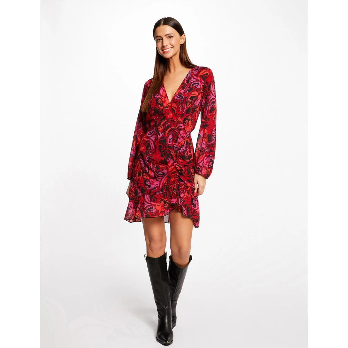 MORGAN Robe Droite Froncée Imprimé Végétal | 3 SUISSES 4 MORGAN Robe Droite Froncée Imprimé Végétal | 3 SUISSES – Image 2