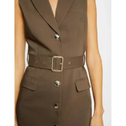 MORGAN Robe Droite Sans Manches Ceinturée | 3 SUISSES -Promos Robe Mirage Magasin robe droite sans manches ceinturee kaki 3392220 6372922 22 1140x1140