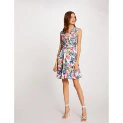 MORGAN Robe évasée Imprimé Végétal | 3 SUISSES -Promos Robe Mirage Magasin robe evasee imprime vegetal ecru 3256179 5786343 43 1140x1140