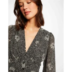 MORGAN Robe évasée Manches 3/4 Imprimé Végétal | 3 SUISSES -Promos Robe Mirage Magasin robe evasee manches 34 imprime vegetal noir 3393430 6378428 28 1140x1140