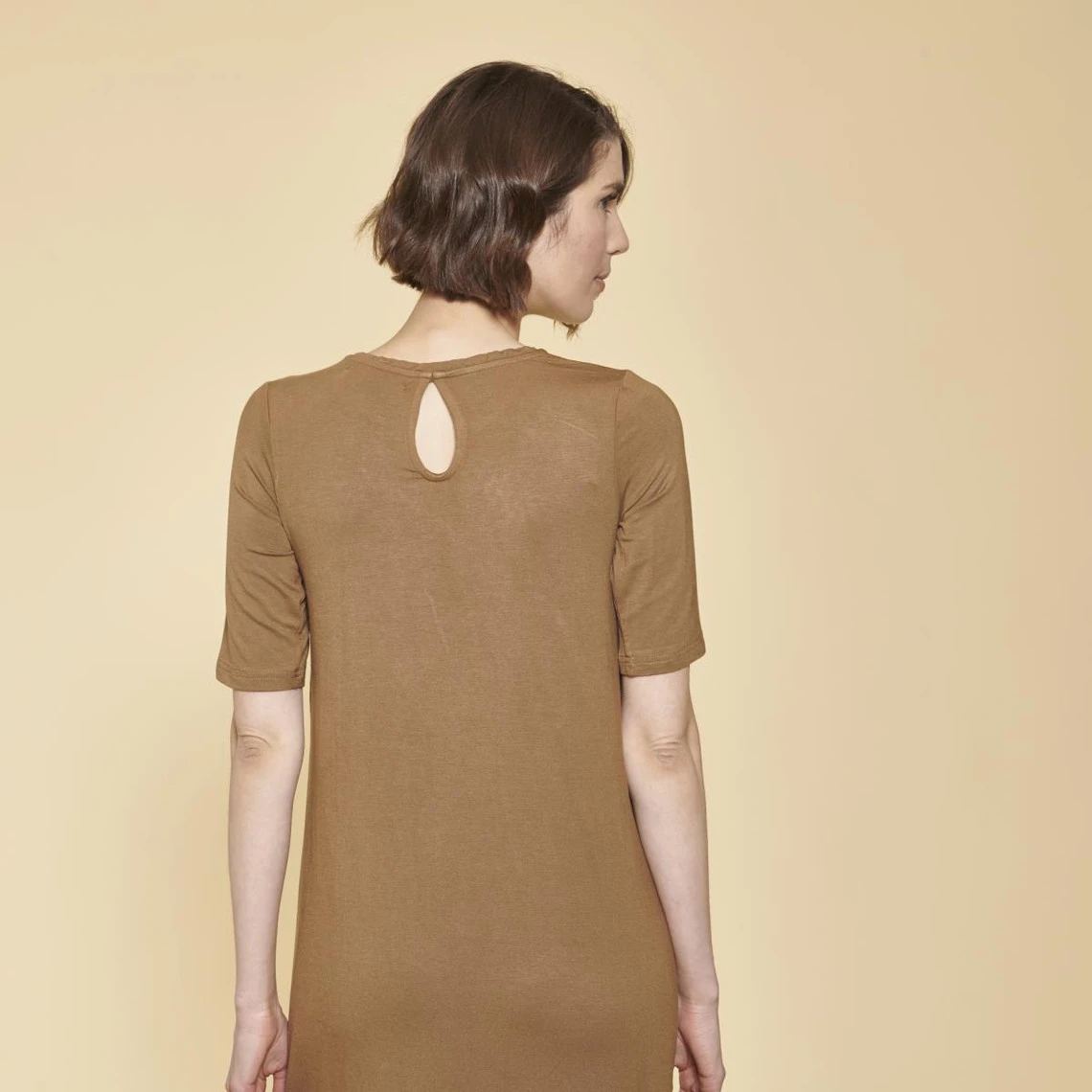 Robe évasée Manches 3/4 Et Broderie Femme - Marron | 3 SUISSES 4 Robe évasée Manches 3/4 Et Broderie Femme - Marron | 3 SUISSES – Image 2