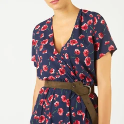 Robe Fleurie Mi-longue Cache-cœur Blues | Robe Courte 3 SUISSES -Promos Robe Mirage Magasin robe fleurie mi longue cache cur fendue 1179207 2 1140x1140