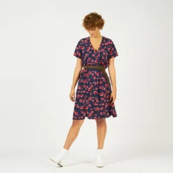 Robe Fleurie Mi-longue Cache-cœur Blues | Robe Courte 3 SUISSES -Promos Robe Mirage Magasin robe fleurie mi longue cache cur fendue 1179207 3 1140x1140