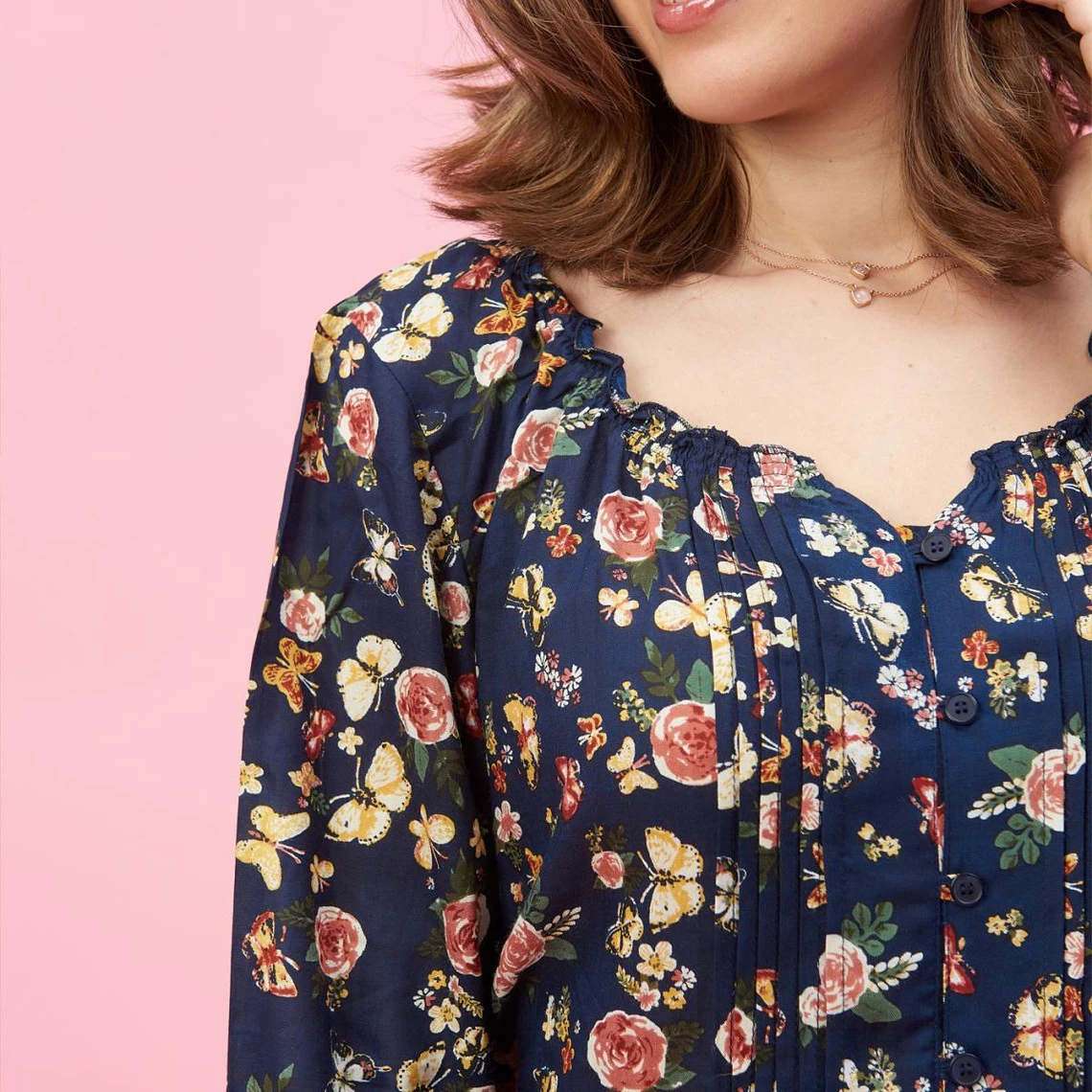 Robe Imprimée Plis Manches Longues Volants Femme - Bleu | 3 SUISSES 7 Robe Imprimée Plis Manches Longues Volants Femme - Bleu | 3 SUISSES – Image 5