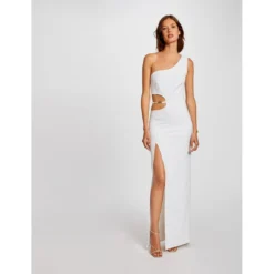 MORGAN Robe Longue Ajustée Fendue Asymétrique | 3 SUISSES -Promos Robe Mirage Magasin robe longue ajustee fendue asymetrique ecru 3393700 6379750 50 1140x1140