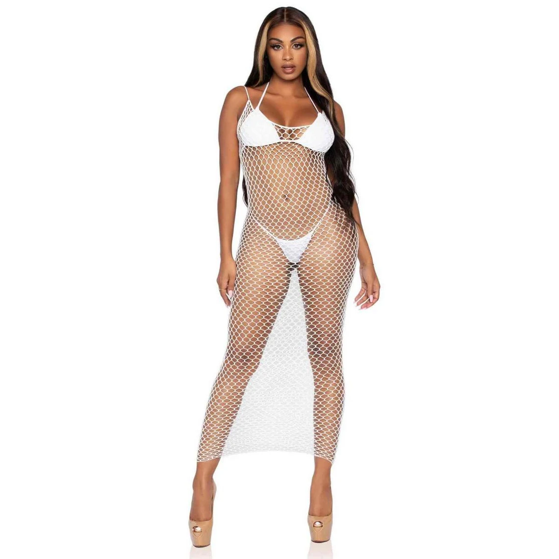 Robe Longue Dos Nu Maxi Résille - Blanche Leg Avenue | 3 SUISSES 6 Robe Longue Dos Nu Maxi Résille - Blanche Leg Avenue | 3 SUISSES – Image 4