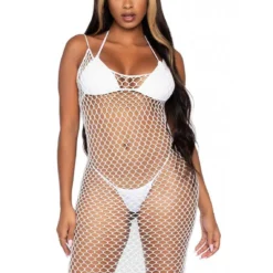 Robe Longue Dos Nu Maxi Résille - Blanche Leg Avenue | 3 SUISSES