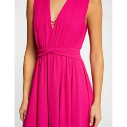 MORGAN Robe Longue évasée Fendue | 3 SUISSES -Promos Robe Mirage Magasin robe longue evasee fendue rose fonce 3507790 6983002 2 1140x1140