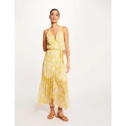 MORGAN Robe Longue Portefeuille Imprimé Floral | 3 SUISSES -Promos Robe Mirage Magasin robe longue portefeuille imprime floral jaune 3399004 6405666 66 1140x1140